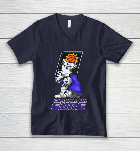 NBA Basketball My Cat Loves Phoenix Suns V-Neck T-Shirt 2