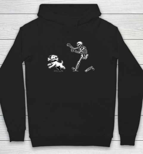 Halloween Dog, Funny Skeleton, Skeleton Chasing Dog Hoodie