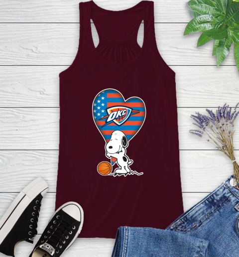 Oklahoma City Thunder NBA Basketball The Peanuts Movie Adorable Snoopy Racerback Tank 3
