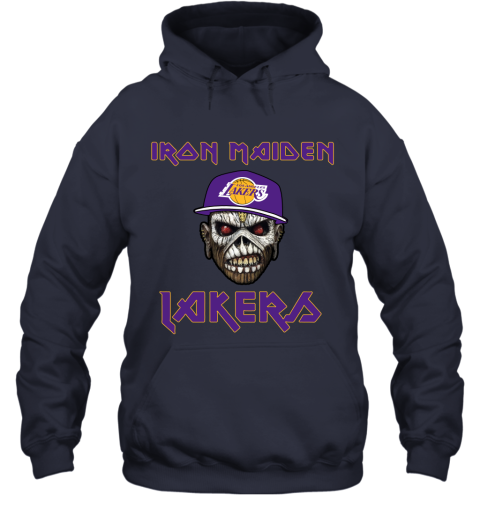 5ub4 nba los angeles lakers iron maiden rock band music basketball hoodie 23 front navy