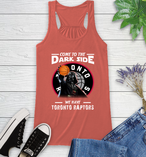 NBA Come To The Dark Side We Have Toronto Raptors Star Wars Darth Vader Basketball Racerback Tank 3