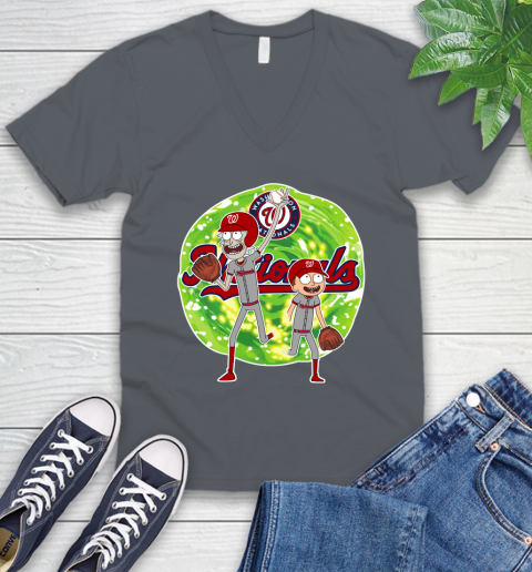 MLB Washington Nationals Rick And Morty Baseball Sports V-Neck T-Shirt 5