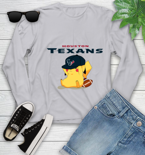 NFL Pikachu Football Sports Houston Texans Youth Long Sleeve 5