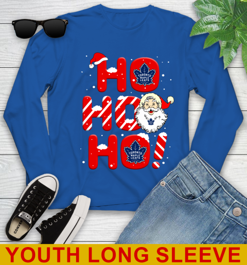 Toronto Maple Leafs NHL Hockey Ho Ho Ho Santa Claus Merry Christmas Shirt Youth Long Sleeve 10