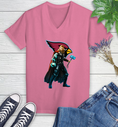 NFL Thor Avengers Endgame Football Arizona Cardinals Women's V-Neck T-Shirt 13
