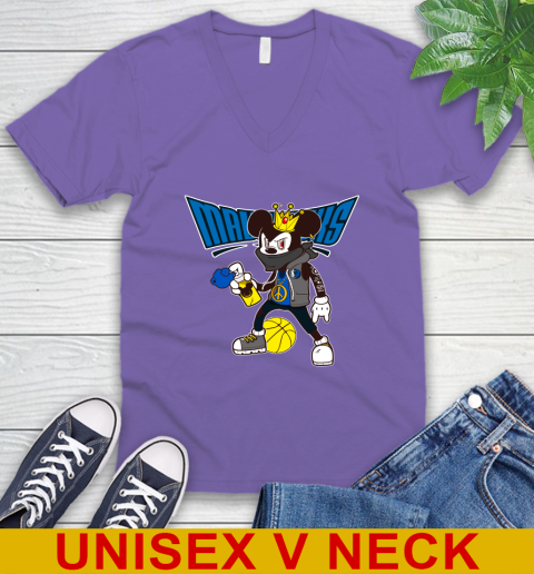 Dallas Mavericks NBA Basketball Mickey Peace Sign Sports V-Neck T-Shirt - Image 10