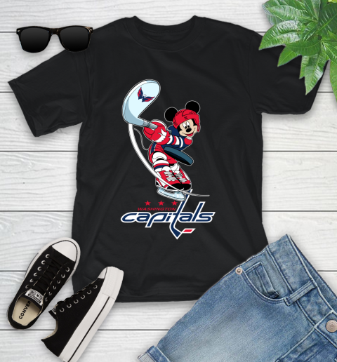 NHL Hockey Washington Capitals Cheerful Mickey Mouse Shirt Youth T-Shirt