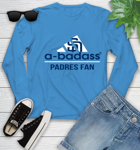 MLB A Badass San Diego Padres Fan Adidas Baseball Sports Youth Long Sleeve 8