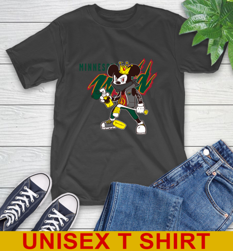Minnesota Wild NHL Hockey Mickey Peace Sign Sports T-Shirt - Image 3