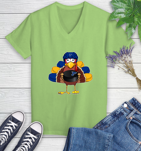 St.Louis Blues Turkey Thanksgiving Day Women's V-Neck T-Shirt 11