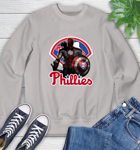 MLB Captain America Thor Spider Man Hawkeye Avengers Endgame Baseball Philadelphia Phillies Sweatshirt 12