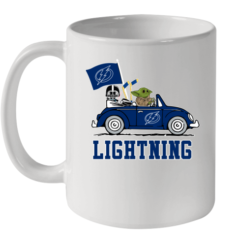 NHL Hockey Tampa Bay Lightning Darth Vader Baby Yoda Driving Star Wars Shirt Ceramic Mug 11oz