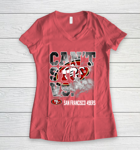 NFL San Francisco 49ers Can't Stop Vs Women's V-Neck T-Shirt 4