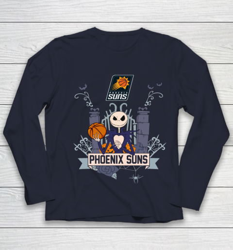 NBA Phoenix Suns Basketball Jack Skellington Halloween Youth Long Sleeve 2