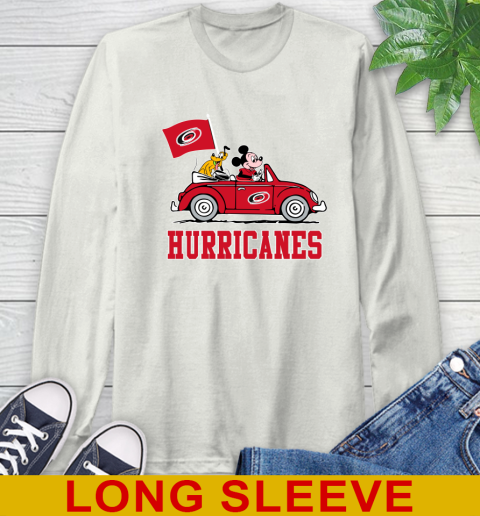 NHL Hockey Carolina Hurricanes Pluto Mickey Driving Disney Shirt Long Sleeve T-Shirt 12