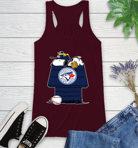MLB Toronto Blue Jays Snoopy Woodstock The Peanuts Movie Baseball T Shirt Racerback Tank 3