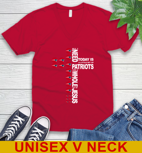 NFL All I Need Today Is A Little Bit Of New England Patriots Cross Shirt V-Neck T-Shirt 6