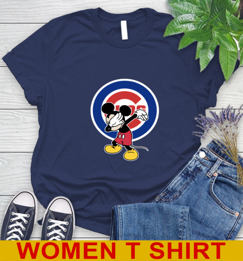Chicago Cubs MLB Baseball Dabbing Mickey Disney Sports Women's T-Shirt 12