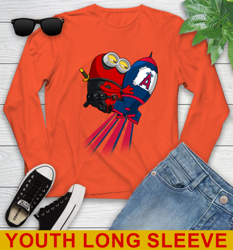 MLB Baseball Los Angeles Angels Deadpool Minion Marvel Shirt Youth Long Sleeve 3