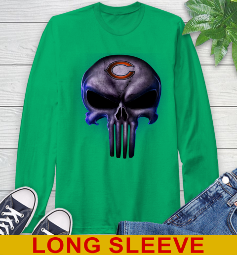 Chicago Bears NFL Football Punisher Skull Sports Long Sleeve T-Shirt 8