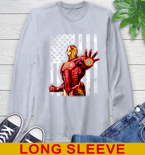Winnipeg Jets NHL Hockey Iron Man Avengers American Flag Shirt Long Sleeve T-Shirt 6