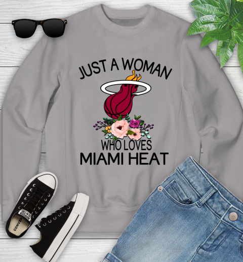 NBA Just A Woman Who Loves Miami Heat Basketball Sports Youth Sweatshirt 2