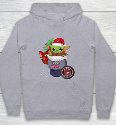 Arizona Coyotes Christmas Baby Yoda Star Wars Funny Happy NHL Youth Hoodie 5