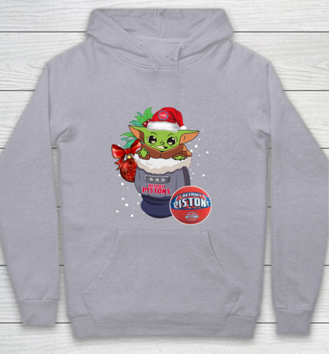 Detroit Pistons Christmas Baby Yoda Star Wars Funny Happy NBA Youth Hoodie 5
