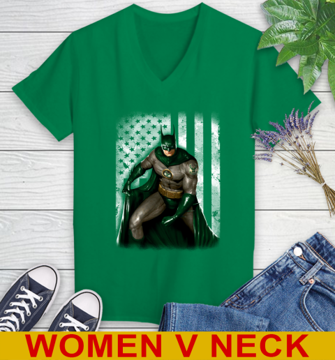 Milwaukee Bucks NBA Basketball Batman DC American Flag Shirt Women's V-Neck T-Shirt 5