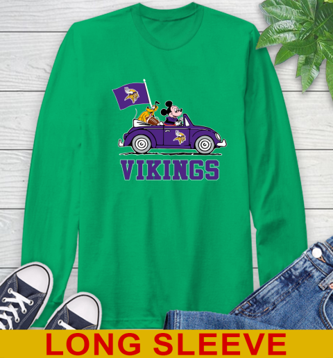 NFL Football Minnesota Vikings Pluto Mickey Driving Disney Shirt Long Sleeve T-Shirt - Image 8