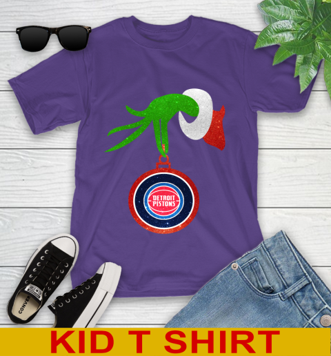 Detroit Pistons Grinch Merry Christmas NBA Basketball Youth T-Shirt 4
