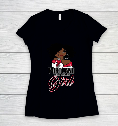 Portland Trail Blazers Girl NBA Women's V-Neck T-Shirt