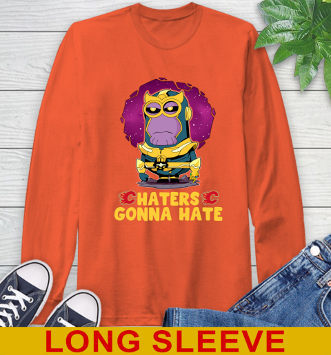 NHL Hockey Calgary Flames Haters Gonna Hate Thanos Minion Marvel Shirt Long Sleeve T-Shirt 6 NHL Hockey Calgary Flames Haters Gonna Hate Thanos Minion Marvel Shirt Long Sleeve T-Shirt - Image 6