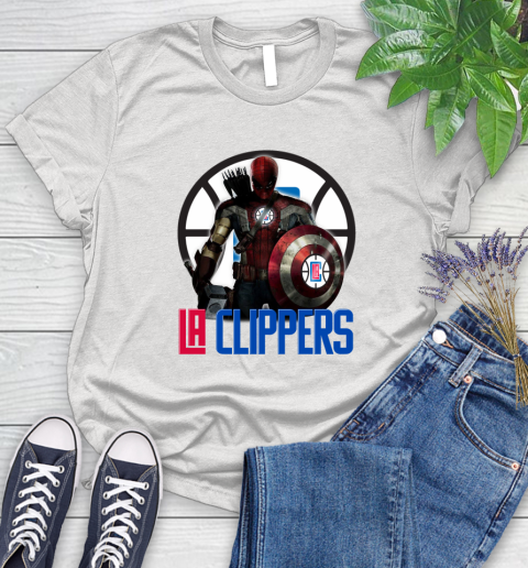 LA Clippers NBA Basketball Captain America Thor Spider Man Hawkeye Avengers Women's T-Shirt