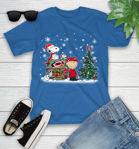 NHL Carolina Hurricanes Snoopy Charlie Brown Woodstock Christmas Stanley Cup Hockey Youth T-Shirt 12