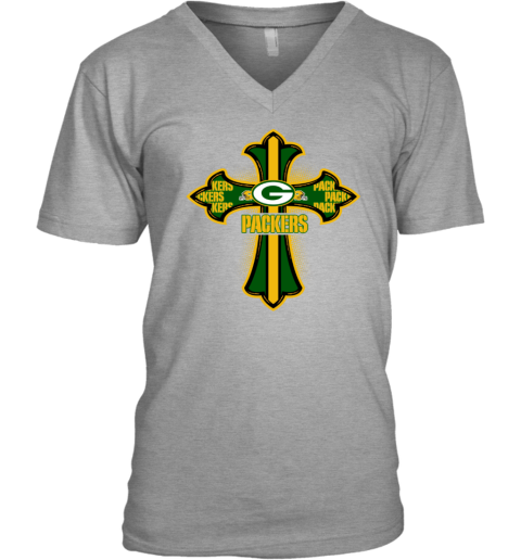 NFL Green Crusader Cross Green Bay Packers Women's V-Neck T-Shirt -  Rookbrand