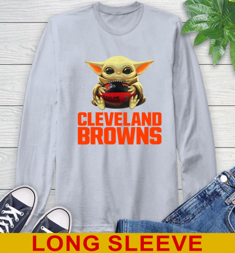 NFL Football Cleveland Browns Baby Yoda Star Wars Shirt Long Sleeve T-Shirt 6