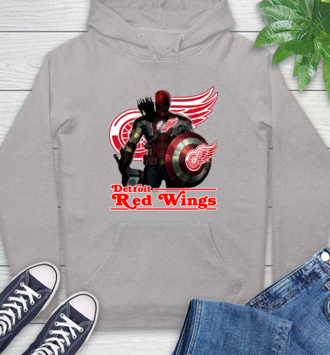 NHL Captain America Thor Spider Man Hawkeye Avengers Endgame Hockey Detroit Red Wings Hoodie 12