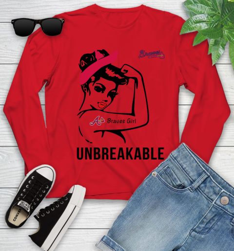 MLB Atlanta Braves Girl Unbreakable Baseball Sports Youth Long Sleeve 8