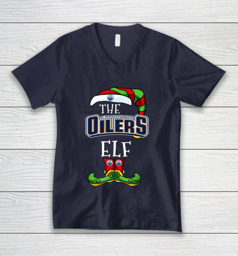 Edmonton Oilers Christmas ELF Funny NHL V-Neck T-Shirt 2