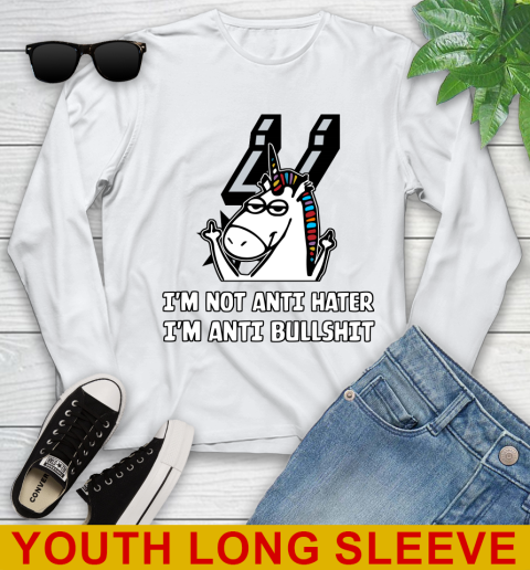 San Antonio Spurs NBA Basketball Unicorn I'm Not Anti Hater I'm Anti Bullshit Youth Long Sleeve