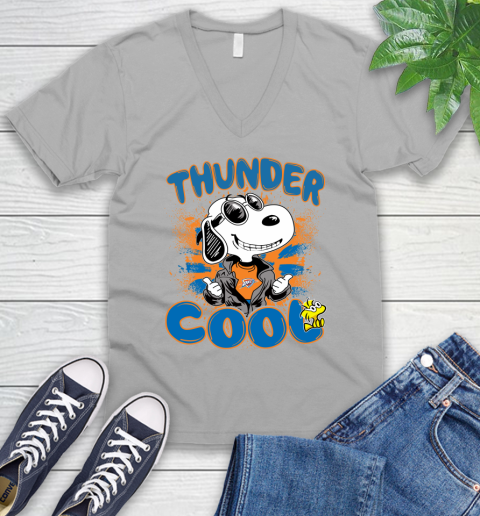NBA Basketball Oklahoma City Thunder Cool Snoopy Shirt V-Neck T-Shirt - Image 4