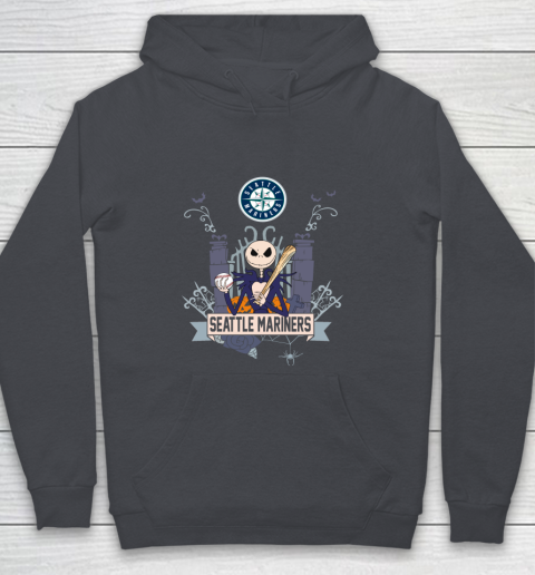 MLB Seattle Mariners Baseball Jack Skellington Halloween Youth Hoodie 5