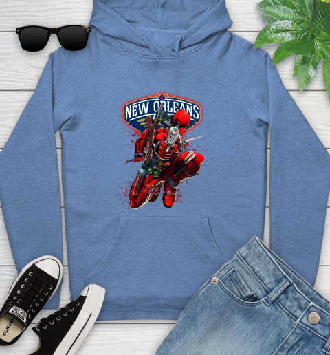NBA Deadpool Marvel Comics Sports Basketball New Orleans Pelicans Youth Hoodie 12