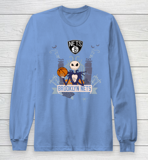 NBA Brooklyn Nets Basketball Jack Skellington Halloween Long Sleeve T-Shirt 8