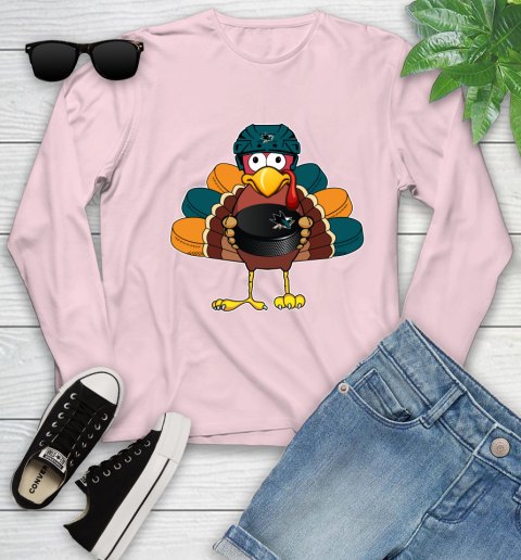 San Jose Sharks Turkey Thanksgiving Day Youth Long Sleeve 10