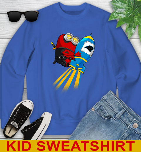 NFL Football Carolina Panthers Deadpool Minion Marvel Shirt Youth Sweatshirt 6