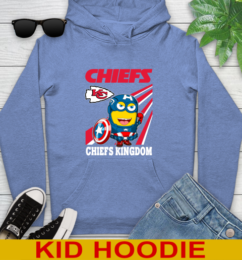NFL Football Kansas City Chiefs Captain America Marvel Avengers Minion Shirt Youth Hoodie - Image 13
