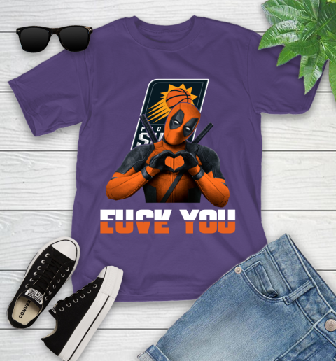 NBA Phoenix Suns Deadpool Love You Fuck You Basketball Sports Youth T-Shirt 3