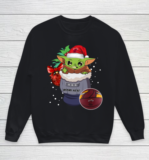 Miami Heat Christmas Baby Yoda Star Wars Funny Happy NBA Youth Sweatshirt